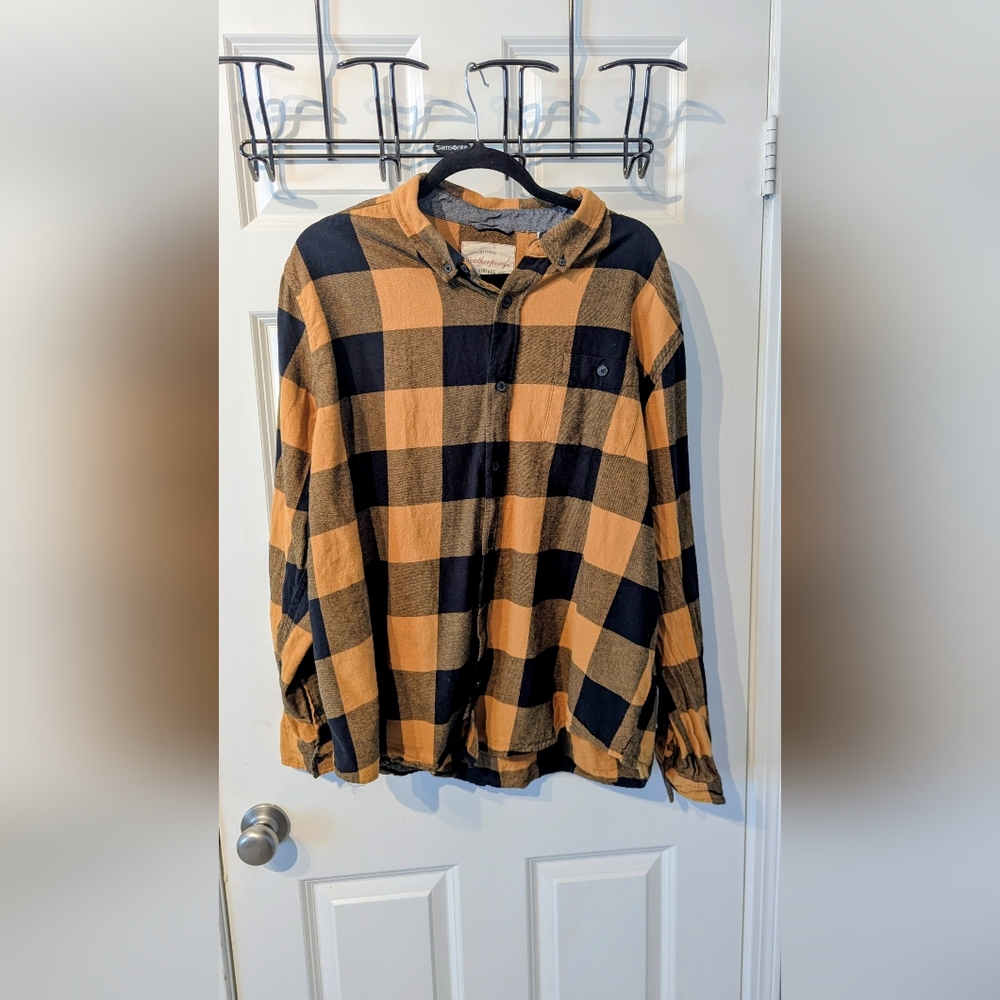 Weatherproof Black and Orange Plaid Shirt